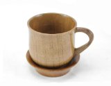 Moyishi Handmade Natural Solid Wood Wooden Tea Cup With handle Wine Mug 150ml With Wooden Coaster Tea Set
