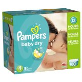 Pampers Baby Dry Diapers Economy Pack Plus, Size 4, 180 Count
