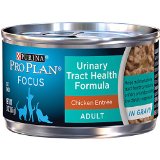 Purina Pro Plan Wet Cat Food, Focus, Adult Urinary Tract Health Formula Chicken Entrée, 3-Ounce Can, Pack of 24