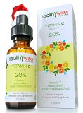 HealthyWiser - ORGANIC Vitamin C Serum For Face 20% Vitamin E + Vegan Hyaluronic Acid + Organic Aloe, Jojoba Oil + Amino Blend - The Best Anti Aging Formula with Natural Ingredients, 1 Ounce