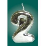 Boxer- Number 2 Silver Metallic Candle