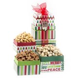 Holiday 3 Tier Savory Gourmet Nut Gift Tower Box