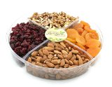 Anna and Sarah Deluxe Gift Tray Raw Nuts & Dried Fruits, 2 Lbs, 4 Section (Walnuts, Almonds, Apricots, Cranberries)