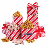 Merry Christmas, Happy Holiday, Gourmet Christmas Nuts and Chocolate Celebration Gift Tower