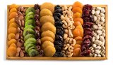 Deluxe Assorted Fruit and Nut Mosaic Dried Fruit Wooden Rectangle Tray Gift, Dried Fruit Gift, Healthy Gift Basket