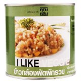 Thai Vegetable Fried Brown Rice Ready to Eat, I Like Veggie Healthy Food - Khun Perm 150 Grams (Canned)
