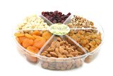 Anna and Sarah Deluxe Gift Tray Raw Nuts & Dried Fruits, 2 Lbs, 6 Section (Walnuts, Almonds, Macadamia Nuts, Apricots, Cranberries, Raisins)