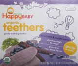 Happy Baby Gentle Teethers Organic Teething Wafers, Blueberry and Purple Carrot, 12 count, (Pack of 6)